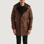 
Hunter Vintage-Braun Fur Ledermantel für Herren in Distressed Brown Sheepskin Burnishing - Vorderansicht & maßgeschneiderte Silhouette | Online Kaufen