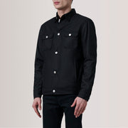 Irwin Schwarz Waxed Canvas Field Lederjacke für Herren For Men - Seitenansicht mit ergonomischem Ärmelschnitt