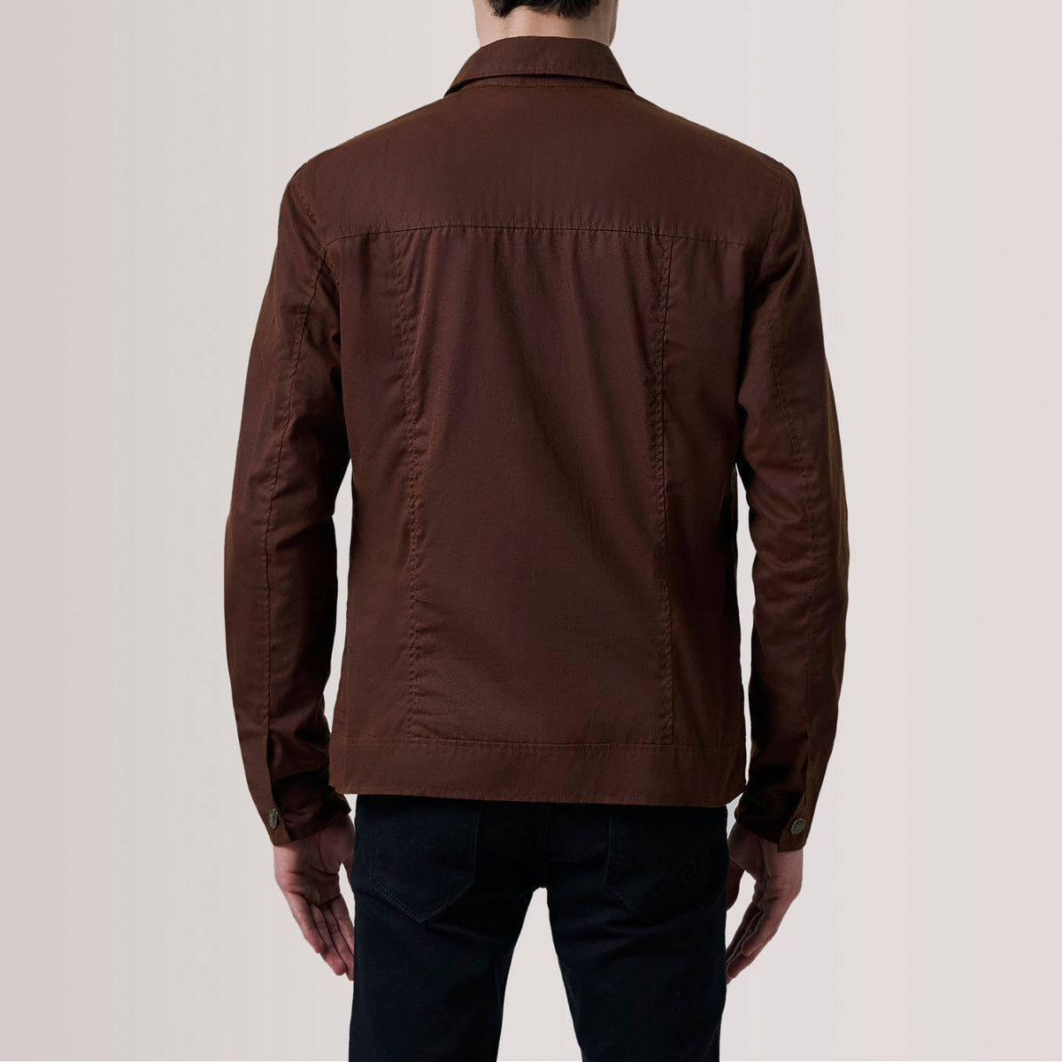 Detailansicht of Classic Collar &amp; Button Hardware on Irwin Braun Waxed Canvas Field Lederjacke für Herren For Men