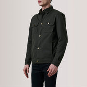 Irwin Olive Waxed Canvas Field Lederjacke für Herren For Men - Seitenansicht mit ergonomischem Ärmelschnitt