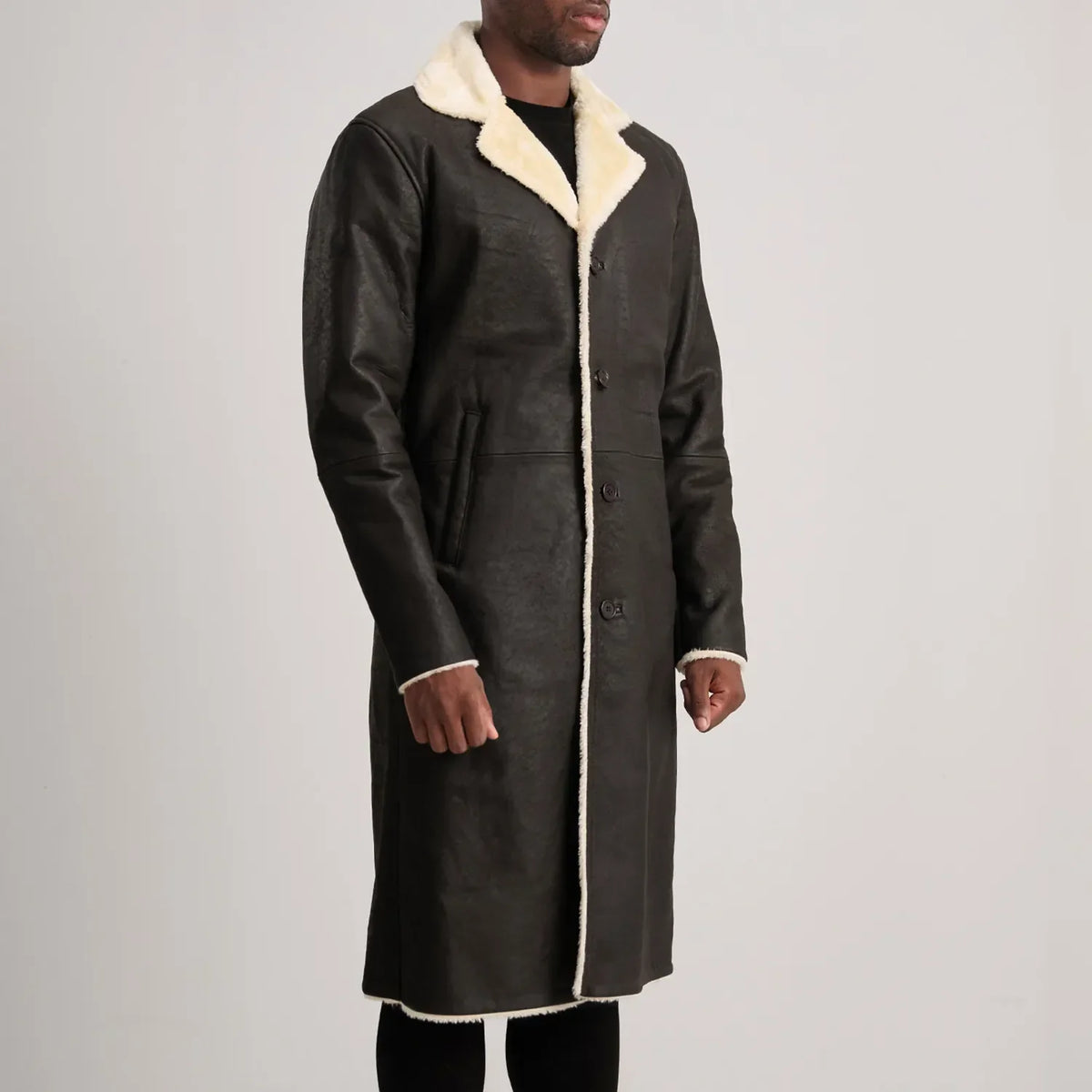 Brown Sheepskin Snuffed Aviator Jacket - Rückansicht mit passgenauen Schultern &amp; sauberem Saum
