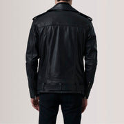 
Detailansicht of Notch & Zipper & Waist Straps Hardware on Kole Schwarz Leather Double Rider Lederjacke für Herren For Men
