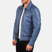 Brown Cowhide Leather Biker Jacket - Rückansicht mit passgenauen Schultern &amp; sauberem Saum