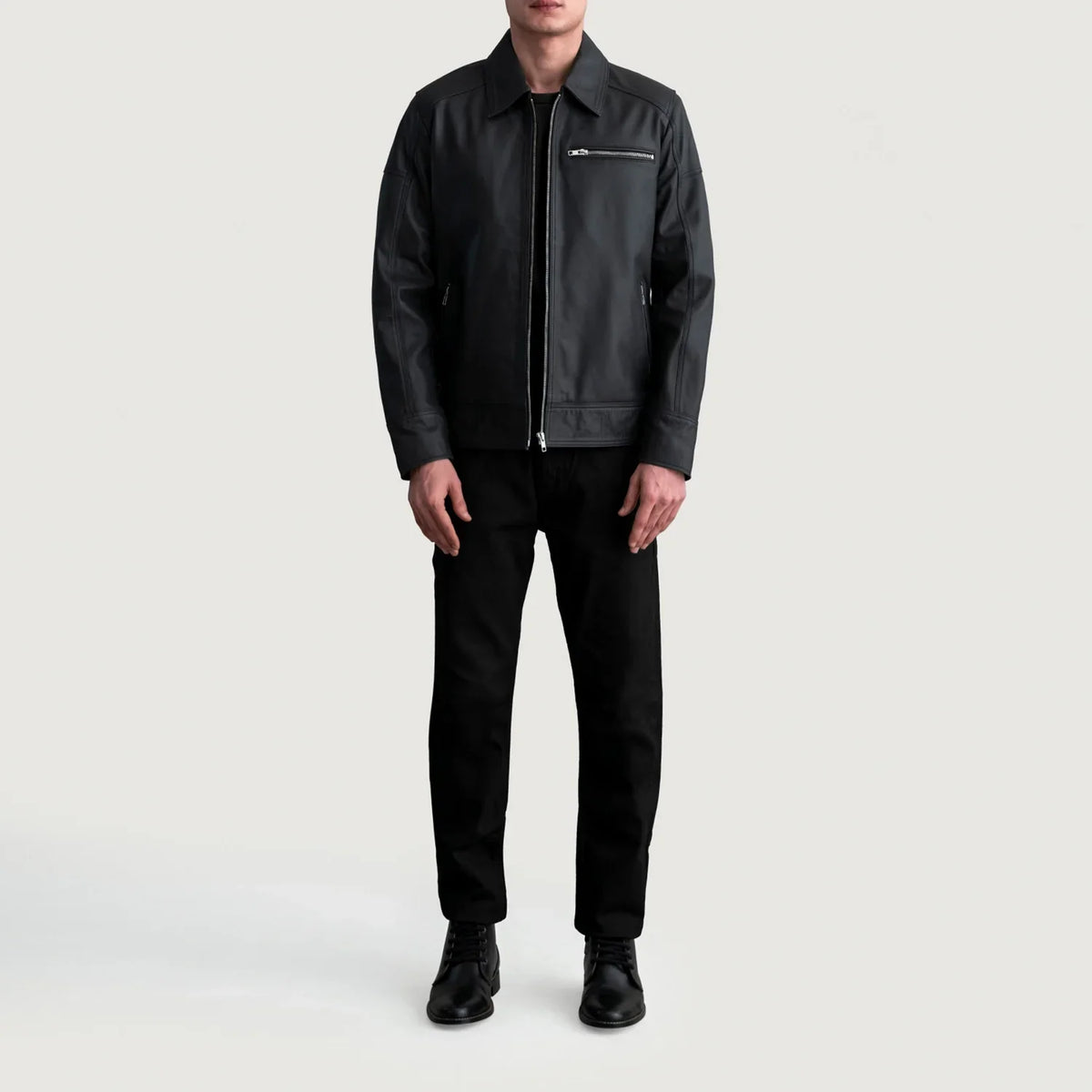 Lavendard Leder-Bikerjacke für Herren – Zusätzliche Produktansicht 4