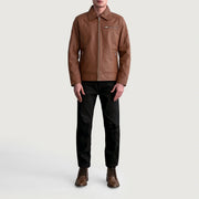 Lavendard Leder-Bikerjacke für Herren – Zusätzliche Produktansicht 4