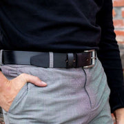 Aayden Full-Grain Ledergürtel für Herren - Structured Side Profile Showing Gusset Depth &amp; Expansion Capacity