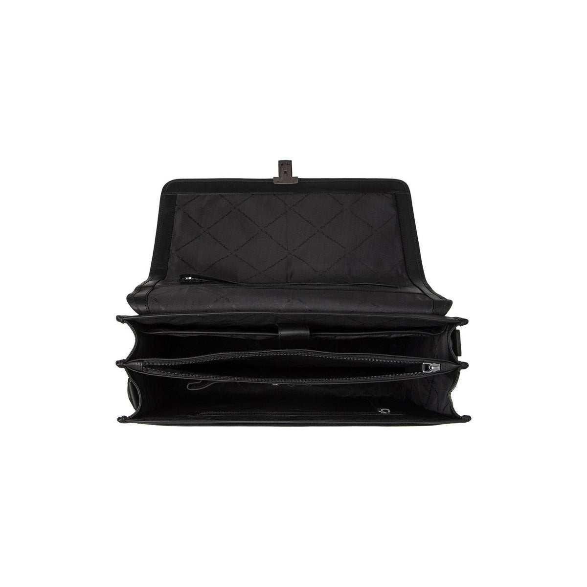 
Solid Antique Brass Hardware & Heavy-Duty Dual Zipper Detail on Glenwood Vollnarbenleder Briefcase für Herren