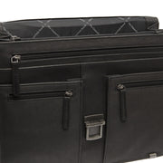 Stuttgart Full-Grain Leather Briefcase für Damen - Structured Side Profile Showing Gusset Depth &amp; Expansion Capacity