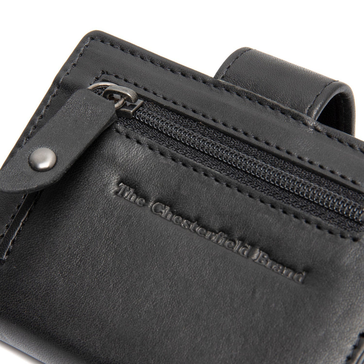 Solid Antique Brass Hardware &amp; Heavy-Duty Dual Zipper Detail on Barrea Full-Grain Leather Card Holder für Damen
