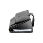 Lesina Full-Grain Leather Card Holder für Damen - Structured Side Profile Showing Gusset Depth &amp; Expansion Capacity