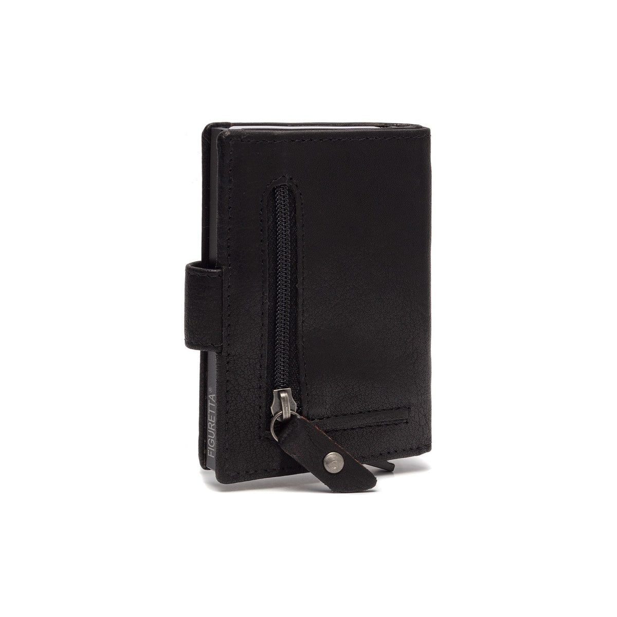 Solid Antique Brass Hardware &amp; Heavy-Duty Dual Zipper Detail on Prague Full-Grain Leather Card Holder für Damen