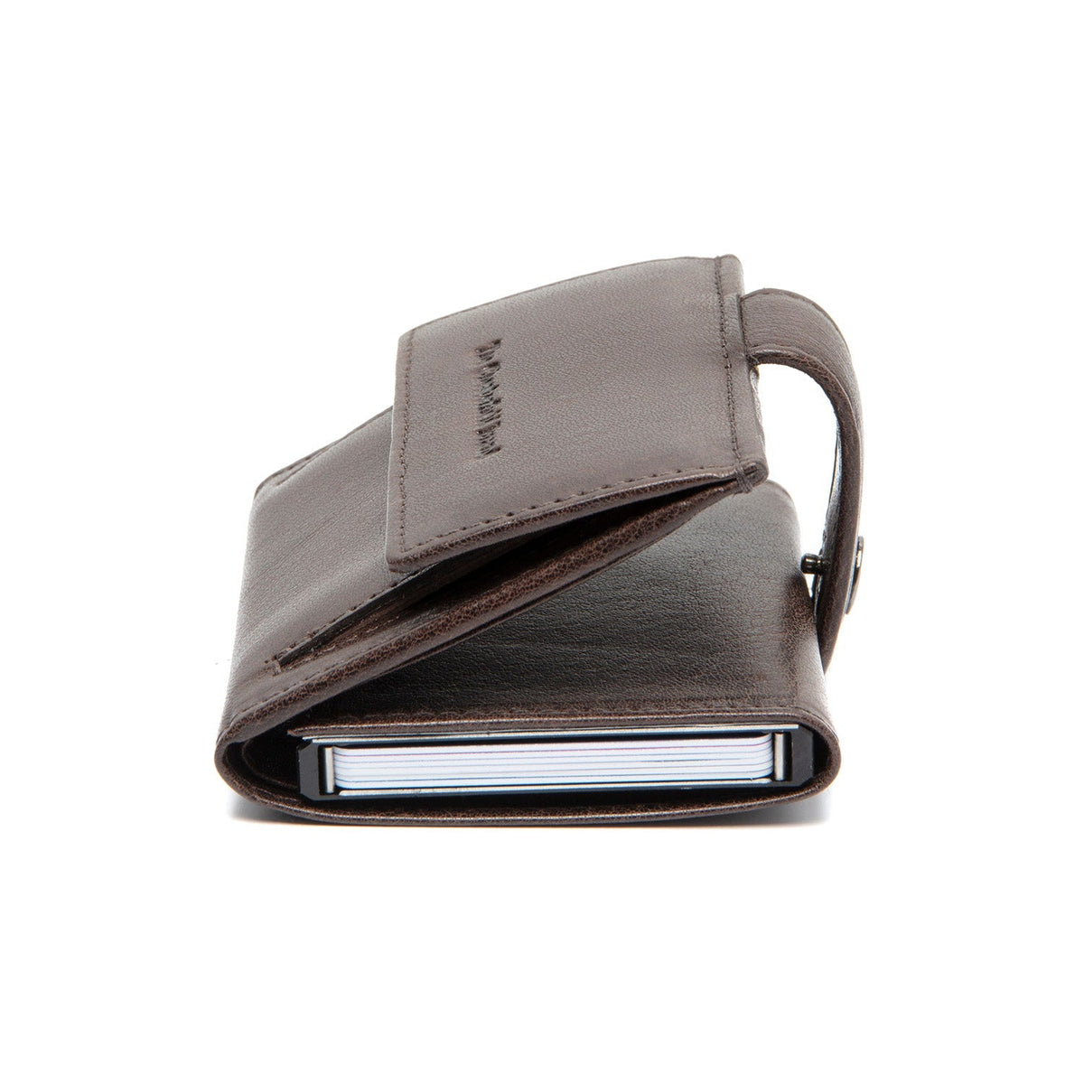 Solid Antique Brass Hardware &amp; Heavy-Duty Dual Zipper Detail on Varrano Full-Grain Leather Card Holder für Damen