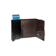 Varrano Full-Grain Leather Card Holder für Damen - Structured Side Profile Showing Gusset Depth &amp; Expansion Capacity