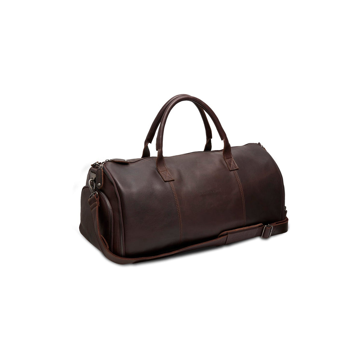 Styled Fit Perspective of Leather Garment Bag Finlay für Damen on Model - Natural Daylight Drape