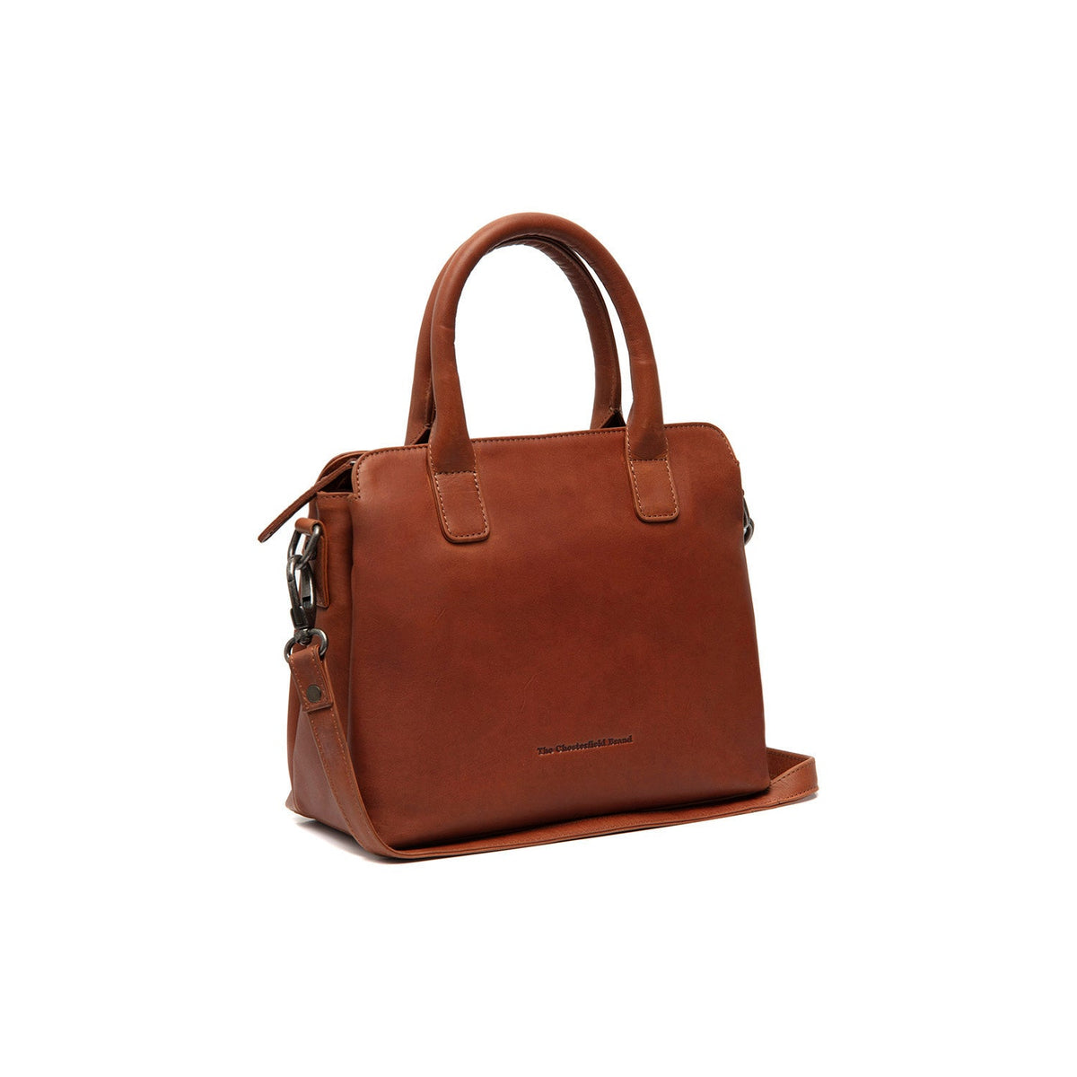 Tailored Rib Cuffs &amp; Hem Craftsmanship Construction Detail on Hermosa Full-Grain Leather Handbag für Damen