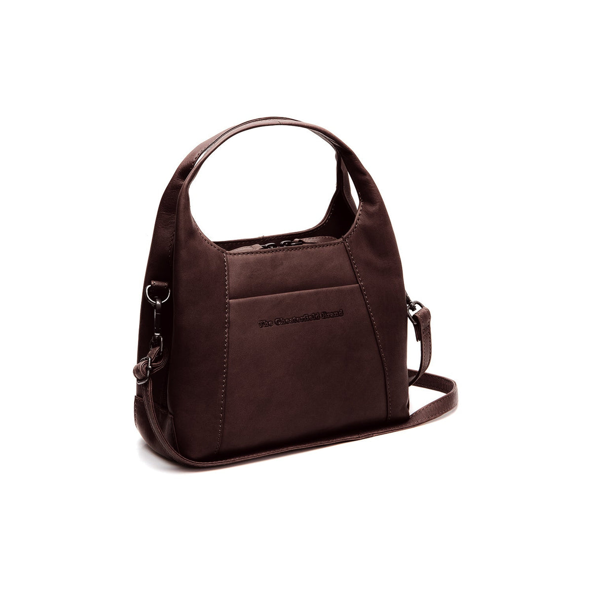 Tailored Rib Cuffs &amp; Hem Craftsmanship Construction Detail on Lunera Full-Grain Leather Handbag für Damen