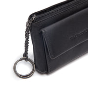 Detailansicht of Classic Collar &amp; Heavy-Duty Zipper Hardware on Torano Full-Grain Leather Key Case für Damen
