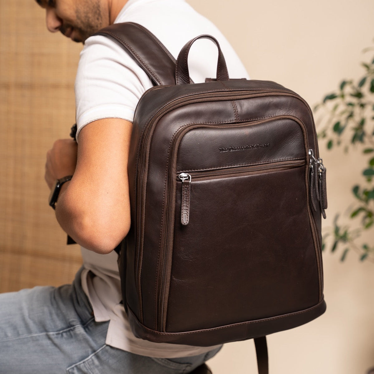 
Detroit Vollnarbenleder-Laptop-Rucksack – alternate product view 2