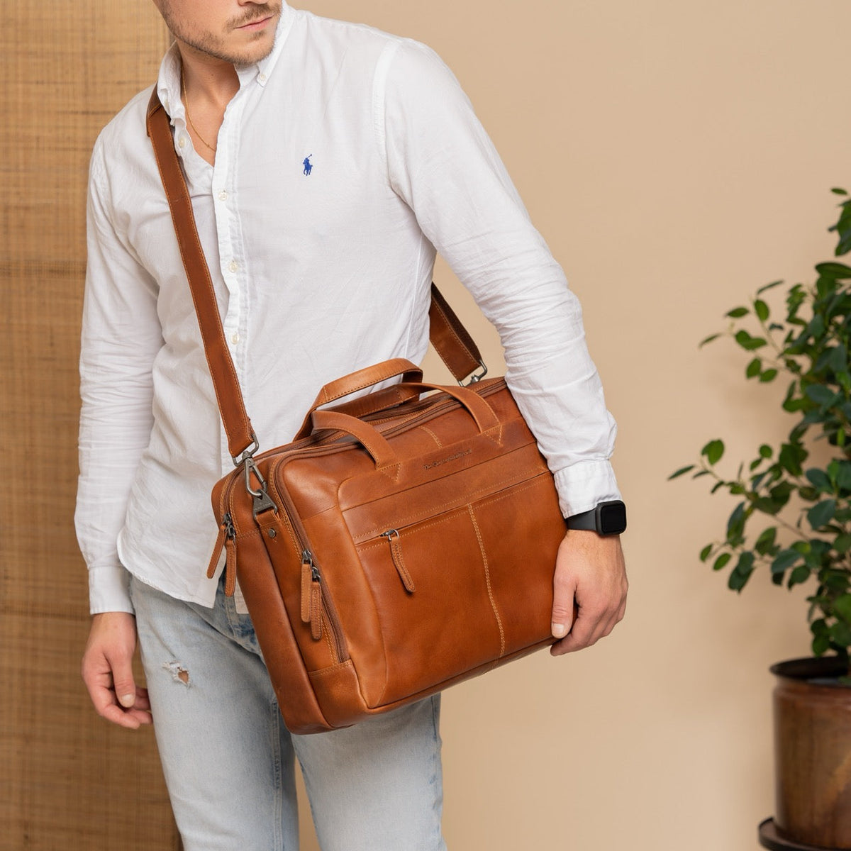 Ryan Full-Grain Leather Laptop Bag für Herren – Zusätzliche Produktansicht 3