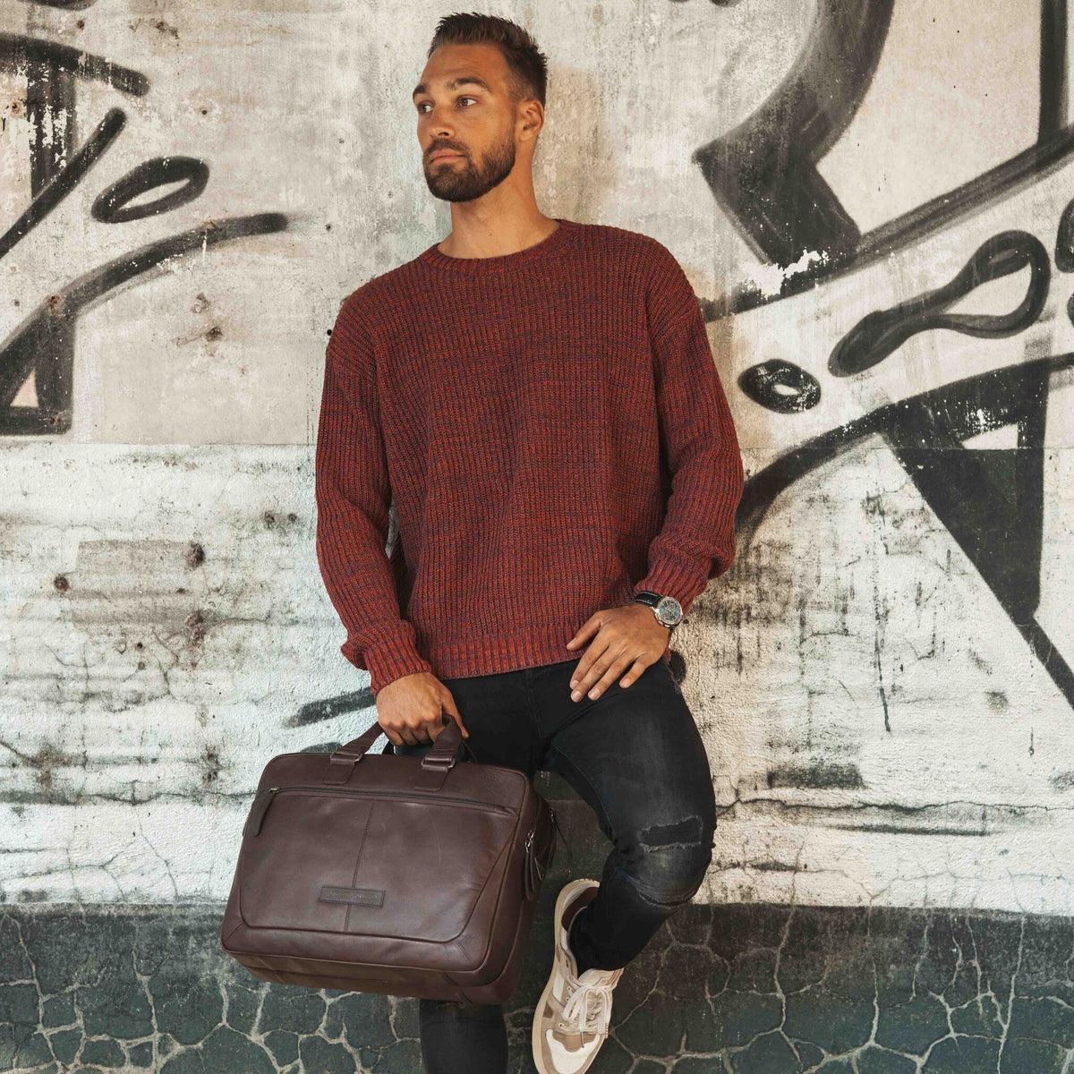 Seth Full-Grain Leather Laptop Bag für Herren – Zusätzliche Produktansicht 3