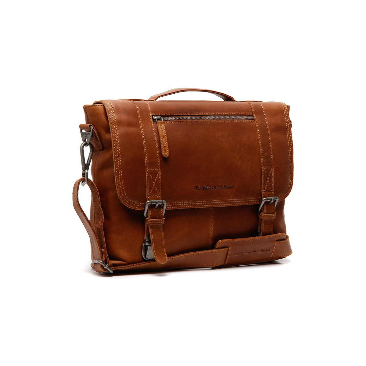 Veneto Full-Grain Leather Laptop Bag für Damen in Classic 100% Full-Grain Leather - Full Exterior Front Profile View | Online Kaufen