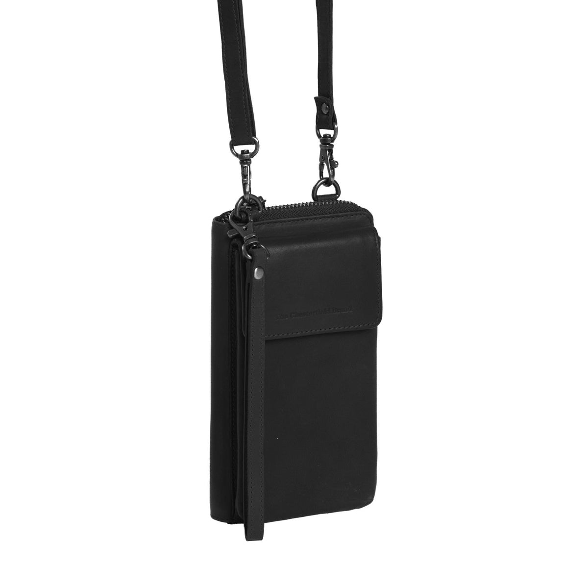 Malaga Full-Grain Leather Phone Bag für Damen in Classic 100% Full-Grain Leather - Vorderansicht &amp; maßgeschneiderte Silhouette | Online Kaufen