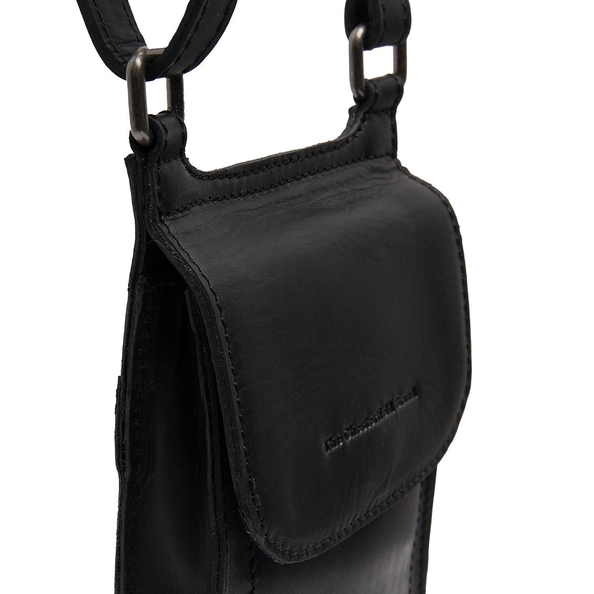 Nebra Full-Grain Leather Phone Bag für Damen - Seitenansicht mit ergonomischem Ärmelschnitt