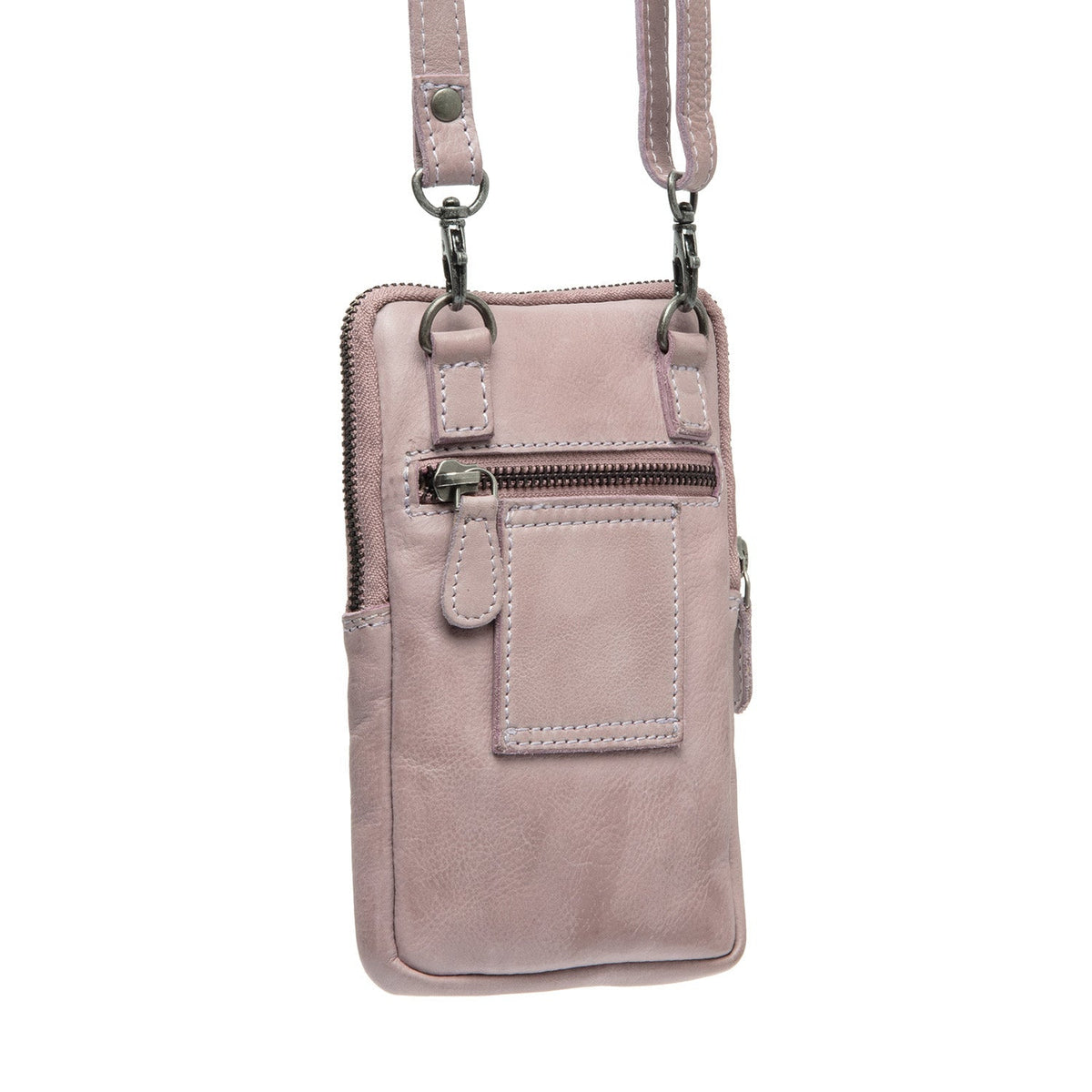 Tailored Rib Cuffs &amp; Hem Craftsmanship Construction Detail on Salta Full-Grain Leather Phone Bag für Damen
