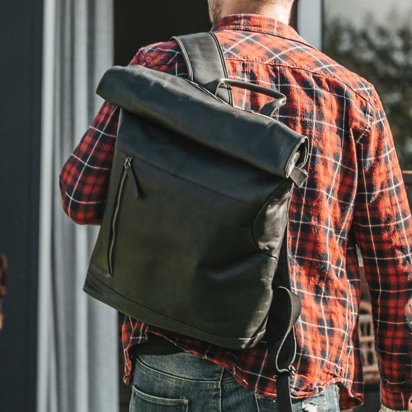 Liverpool Full-Grain Leather Roll-top Backpack für Damen