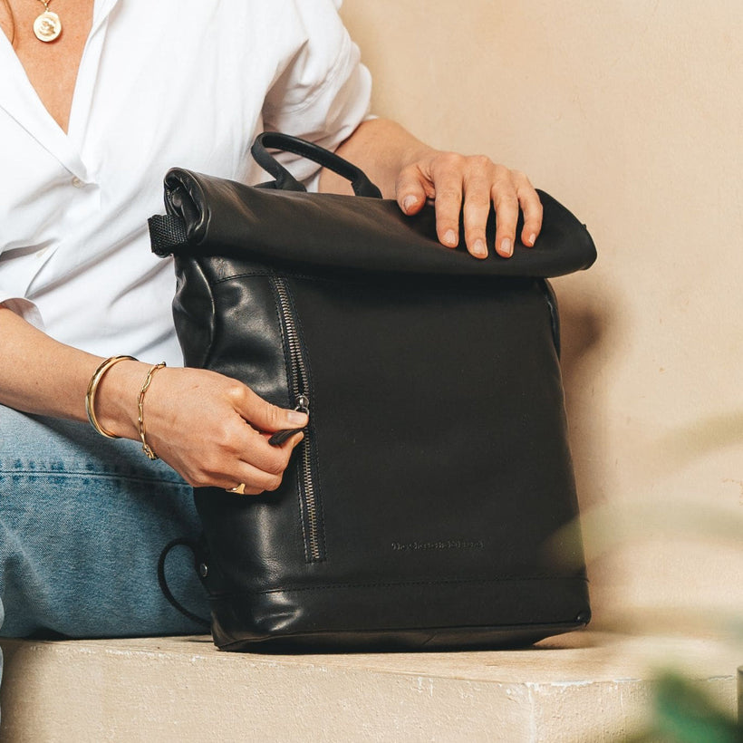 Mazara Full-Grain Leather Roll-top Backpack für Damen