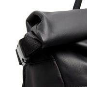 Mazara Full-Grain Leather Roll-top Backpack für Damen - Structured Side Profile Showing Gusset Depth &amp; Expansion Capacity