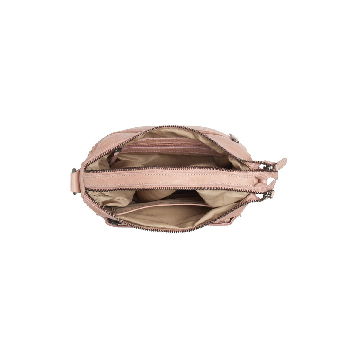 
Solid Antique Brass Hardware & Heavy-Duty Dual Zipper Detail on Caroline Vollnarbenleder-Schultertasche