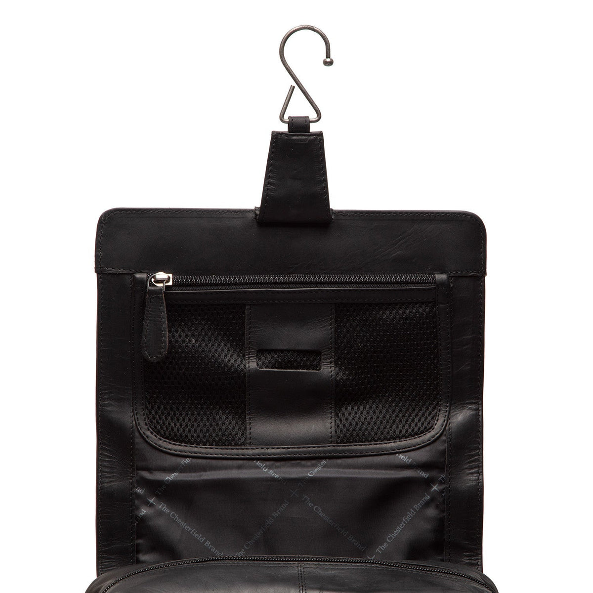 
Detailansicht of Classic Collar & Heavy-Duty Zipper Hardware on Rosario Vollnarbenleder-Kulturbeutel