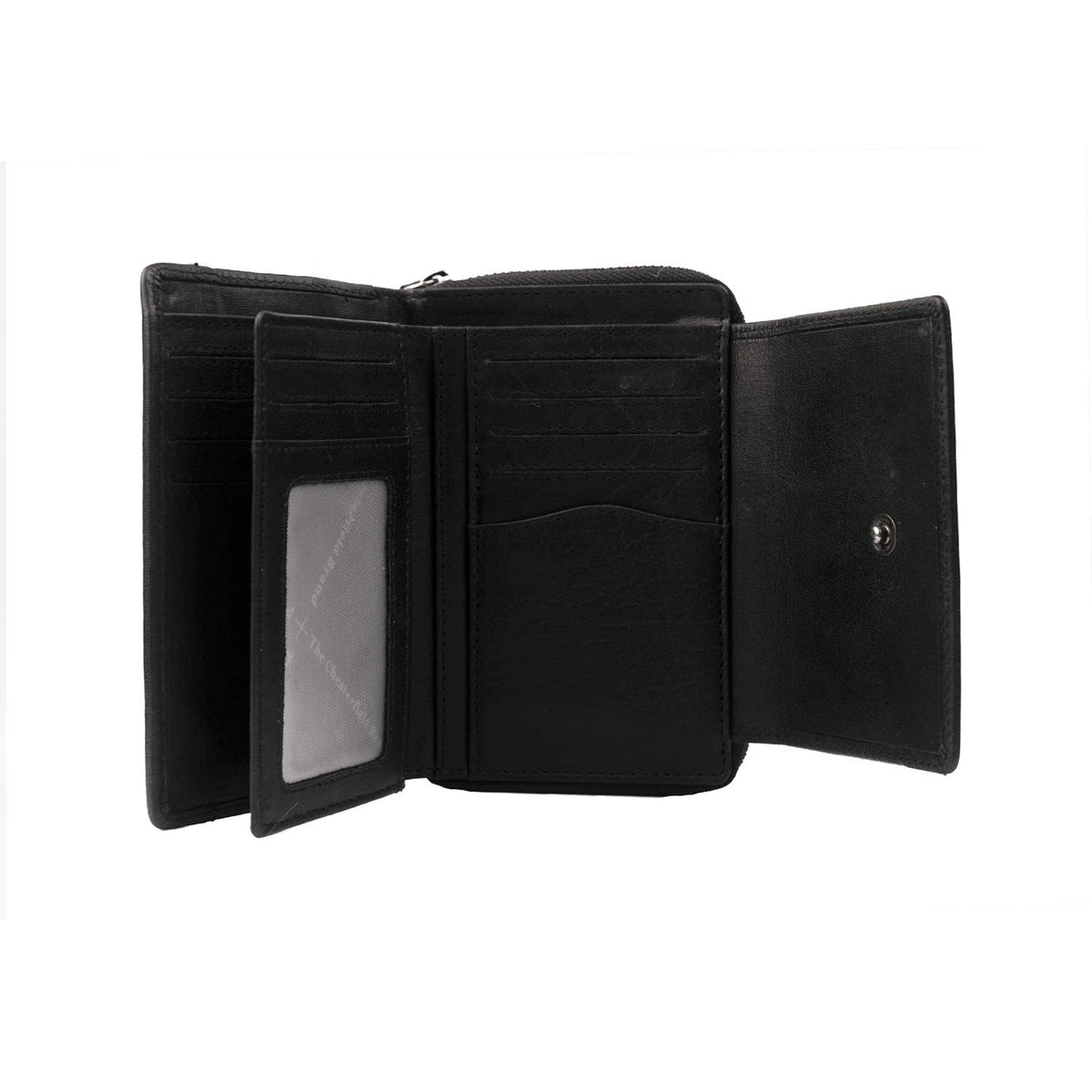 Solid Antique Brass Hardware &amp; Heavy-Duty Dual Zipper Detail on Hanoi Full-Grain Ledergeldbörse für Damen