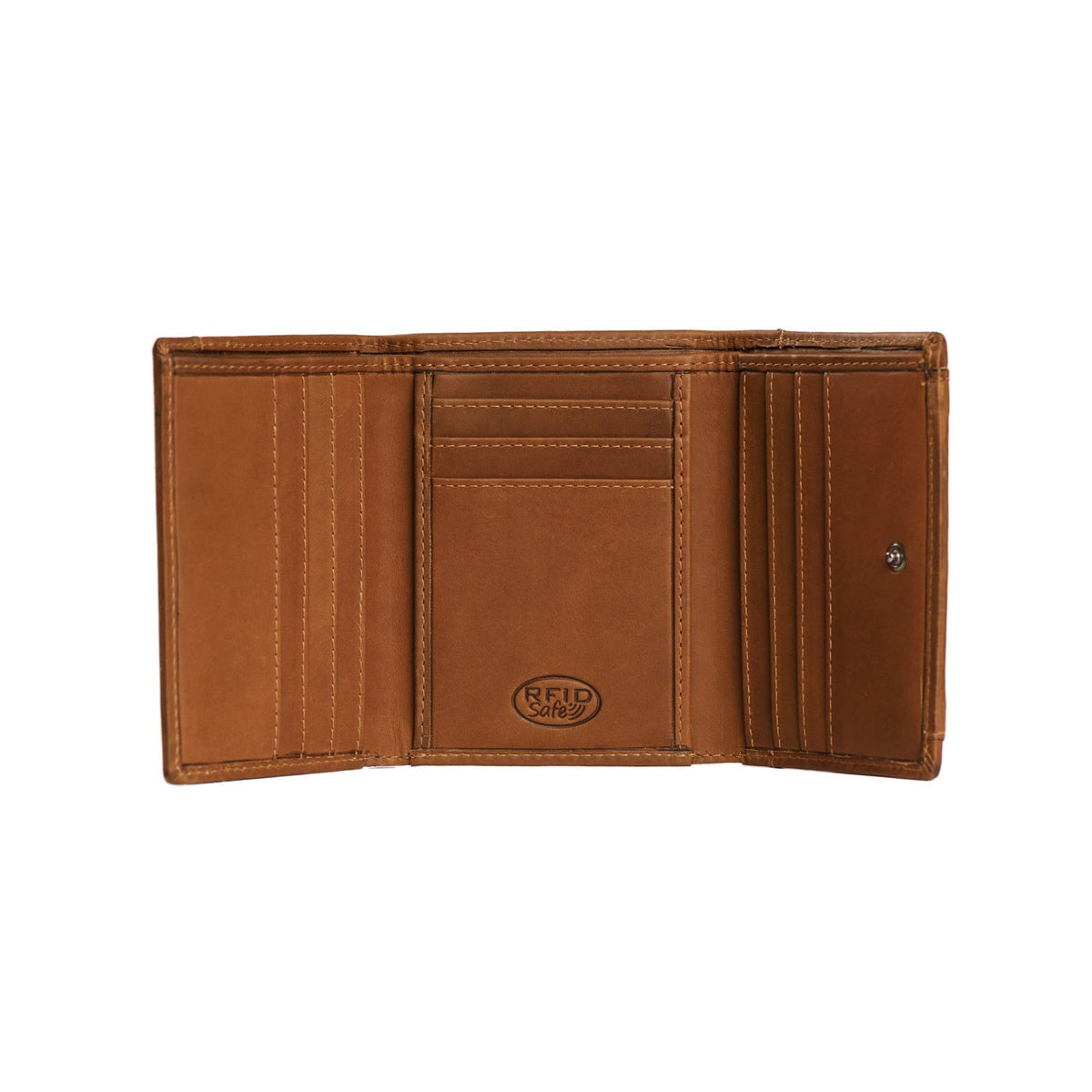 Harthoft Full-Grain Ledergeldbörse für Damen - Structured Side Profile Showing Gusset Depth &amp; Expansion Capacity
