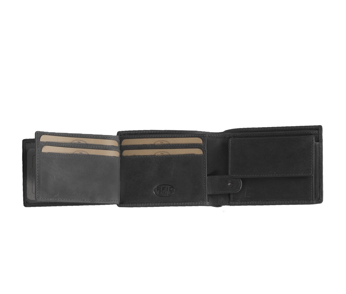 Solid Antique Brass Hardware &amp; Heavy-Duty Dual Zipper Detail on Marvin Full-Grain Ledergeldbörse für Herren