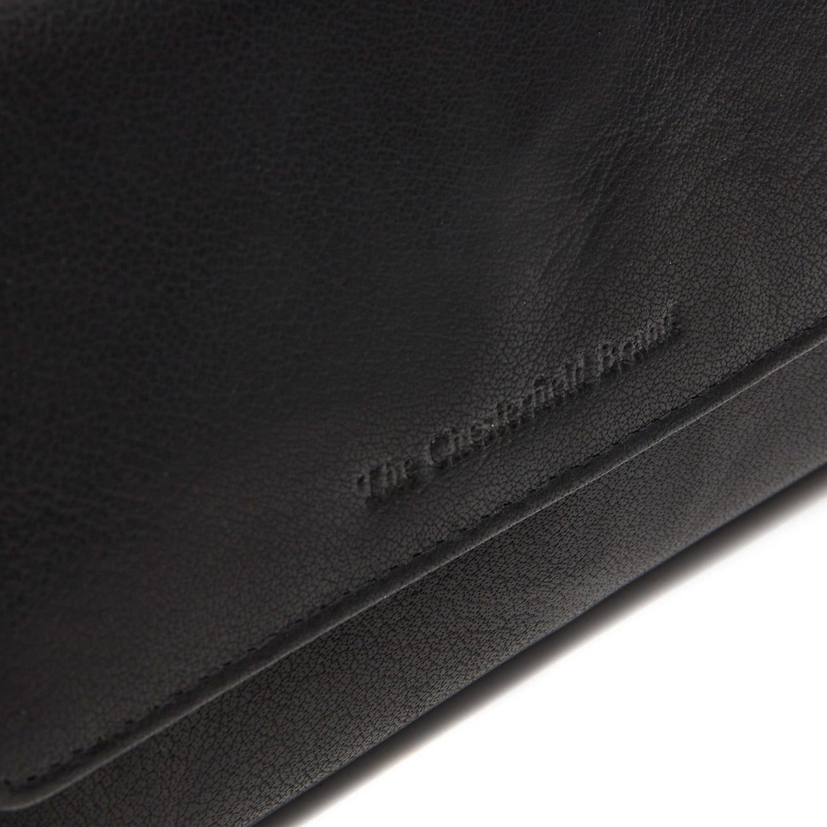 
Solid Antique Brass Hardware & Heavy-Duty Dual Zipper Detail on Rhodos Vollnarbenleder-Geldbörse