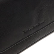 
Solid Antique Brass Hardware & Heavy-Duty Dual Zipper Detail on Rhodos Vollnarbenleder-Geldbörse