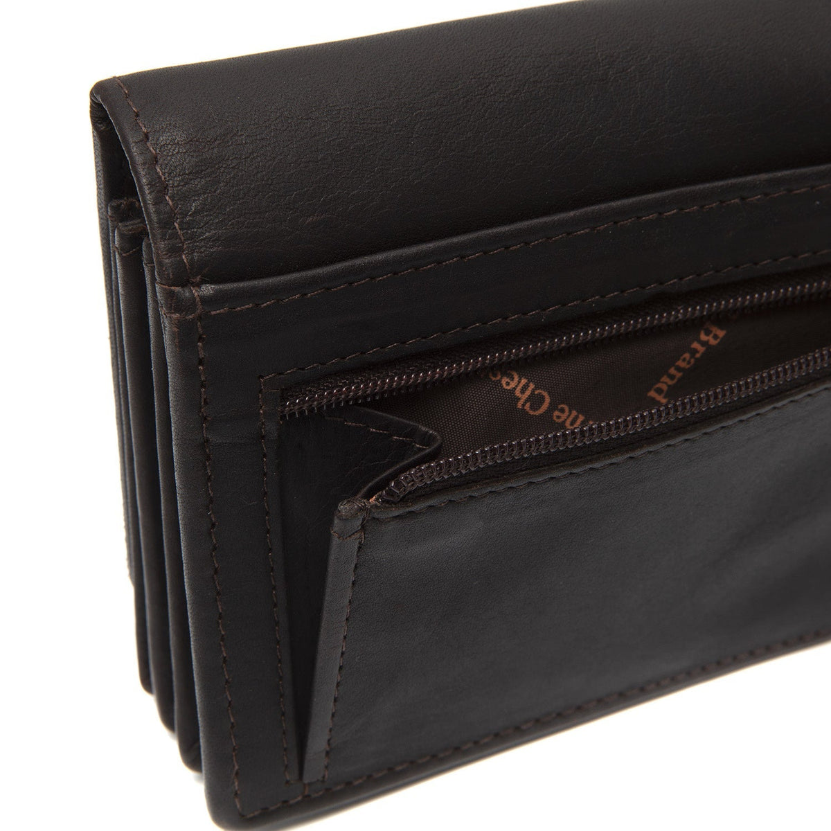 Solid Antique Brass Hardware &amp; Heavy-Duty Dual Zipper Detail on Salzburg Full-Grain Ledergeldbörse für Damen