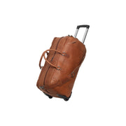 Cognac Leather Weekender Trolley Jayven für Damen, front view