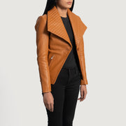 Tan Brown Sheepskin leather Blazer - Rückansicht mit passgenauen Schultern &amp; sauberem Saum