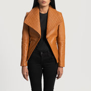 Women's Lee Hellbraun Braun Lederblazer für Damen - Seitenansicht mit ergonomischem Ärmelschnitt