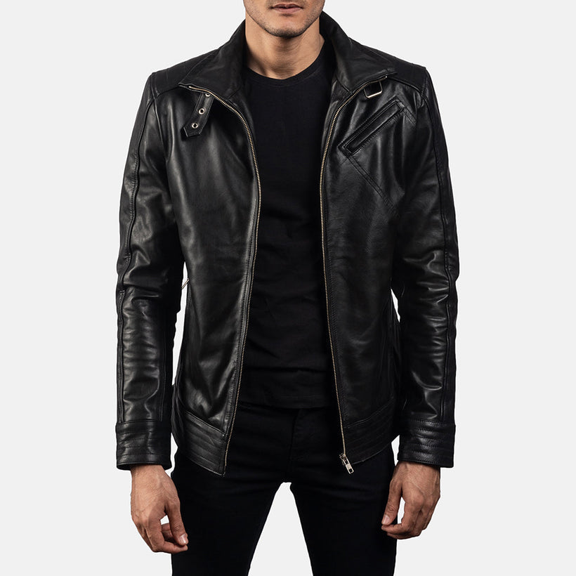 Legacy Schwarz Leder-Bikerjacke für Herren