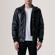 Lester Braun Suede Leder-Bomberjacke für Herren For Men in Brown Goatskin Suede - Vorderansicht &amp; maßgeschneiderte Silhouette | Online Kaufen