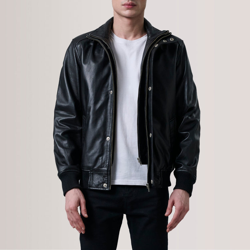 Lester Braun Suede Leder-Bomberjacke für Herren
