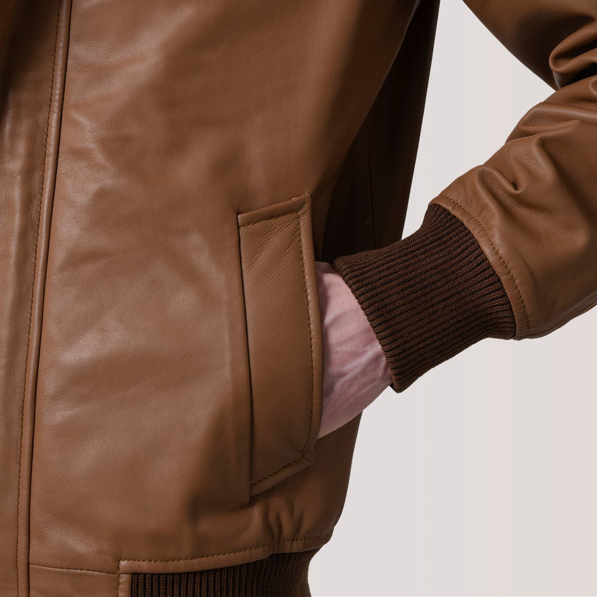 Lester Braun Suede Leder-Bomberjacke für Herren – Zusätzliche Produktansicht 6