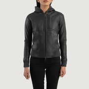Luna Hooded Leder-Bomberjacke für Damen – Zusätzliche Produktansicht 4