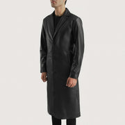 
Black Cowhide Leather Winter Jacket - Rückansicht mit passgenauen Schultern & sauberem Saum