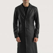 
Detailansicht of Notch & Button Hardware on Mateo Black Leather Single Breasted Coat