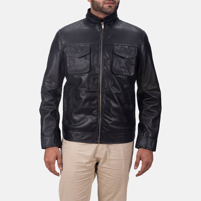 Maurice Schwarz Lederjacke für Herren